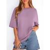 imagePRETTYGARDEN Womens 2026 Spring Going Out Tops Casual Short Sleeve Crewneck Loose Fit Basic Oversized T Shirts Summer OutfitsDark Pink