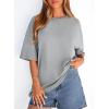 imagePRETTYGARDEN Womens 2026 Spring Going Out Tops Casual Short Sleeve Crewneck Loose Fit Basic Oversized T Shirts Summer OutfitsGrey