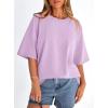 imagePRETTYGARDEN Womens 2026 Spring Going Out Tops Casual Short Sleeve Crewneck Loose Fit Basic Oversized T Shirts Summer OutfitsLight Purple