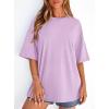 imagePRETTYGARDEN Womens 2026 Spring Going Out Tops Casual Short Sleeve Crewneck Loose Fit Basic Oversized T Shirts Summer OutfitsLight Purple