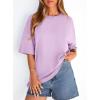 imagePRETTYGARDEN Womens 2026 Spring Going Out Tops Casual Short Sleeve Crewneck Loose Fit Basic Oversized T Shirts Summer OutfitsLight Purple