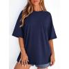 imagePRETTYGARDEN Womens 2026 Spring Going Out Tops Casual Short Sleeve Crewneck Loose Fit Basic Oversized T Shirts Summer OutfitsNavy Blue