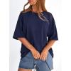imagePRETTYGARDEN Womens 2026 Spring Going Out Tops Casual Short Sleeve Crewneck Loose Fit Basic Oversized T Shirts Summer OutfitsNavy Blue