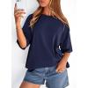 imagePRETTYGARDEN Womens 2026 Spring Going Out Tops Casual Short Sleeve Crewneck Loose Fit Basic Oversized T Shirts Summer OutfitsNavy Blue
