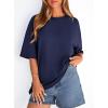 imagePRETTYGARDEN Womens 2026 Spring Going Out Tops Casual Short Sleeve Crewneck Loose Fit Basic Oversized T Shirts Summer OutfitsNavy Blue