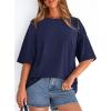 imagePRETTYGARDEN Womens 2026 Spring Going Out Tops Casual Short Sleeve Crewneck Loose Fit Basic Oversized T Shirts Summer OutfitsNavy Blue
