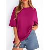 imagePRETTYGARDEN Womens 2026 Spring Going Out Tops Casual Short Sleeve Crewneck Loose Fit Basic Oversized T Shirts Summer OutfitsRose Red