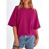 imagePRETTYGARDEN Womens 2026 Spring Going Out Tops Casual Short Sleeve Crewneck Loose Fit Basic Oversized T Shirts Summer OutfitsRose Red