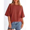 imagePRETTYGARDEN Womens 2026 Spring Going Out Tops Casual Short Sleeve Crewneck Loose Fit Basic Oversized T Shirts Summer OutfitsRust Red