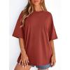 imagePRETTYGARDEN Womens 2026 Spring Going Out Tops Casual Short Sleeve Crewneck Loose Fit Basic Oversized T Shirts Summer OutfitsRust Red