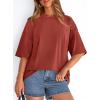 imagePRETTYGARDEN Womens 2026 Spring Going Out Tops Casual Short Sleeve Crewneck Loose Fit Basic Oversized T Shirts Summer OutfitsRust Red