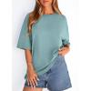 imagePRETTYGARDEN Womens 2026 Spring Going Out Tops Casual Short Sleeve Crewneck Loose Fit Basic Oversized T Shirts Summer OutfitsSage Green