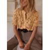 imagePRETTYGARDEN Womens 2026 Spring Lace Tops Short Puff Sleeve Casual Dressy Blouses Eyelet Crew Neck Button Down ShirtsKhaki
