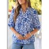 imagePRETTYGARDEN Womens 2026 Summer Floral Blouses Dressy Casual Half Sleeve V Neck Going Out Boho Tops Spring Fashion ClothingBlue
