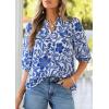 imagePRETTYGARDEN Womens 2026 Summer Floral Blouses Dressy Casual Half Sleeve V Neck Going Out Boho Tops Spring Fashion ClothingBlue