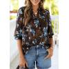 imagePRETTYGARDEN Womens 2026 Summer Floral Blouses Dressy Casual Half Sleeve V Neck Going Out Boho Tops Spring Fashion ClothingCoffee