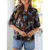 imagePRETTYGARDEN Womens 2026 Summer Floral Blouses Dressy Casual Half Sleeve V Neck Going Out Boho Tops Spring Fashion ClothingCoffee