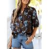 imagePRETTYGARDEN Womens 2026 Summer Floral Blouses Dressy Casual Half Sleeve V Neck Going Out Boho Tops Spring Fashion ClothingCoffee