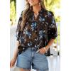 imagePRETTYGARDEN Womens 2026 Summer Floral Blouses Dressy Casual Half Sleeve V Neck Going Out Boho Tops Spring Fashion ClothingCoffee