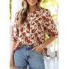 imagePRETTYGARDEN Womens 2026 Summer Floral Blouses Dressy Casual Half Sleeve V Neck Going Out Boho Tops Spring Fashion ClothingFloral Apricot Red