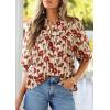 imagePRETTYGARDEN Womens 2026 Summer Floral Blouses Dressy Casual Half Sleeve V Neck Going Out Boho Tops Spring Fashion ClothingFloral Apricot Red