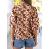 imagePRETTYGARDEN Womens 2026 Summer Floral Blouses Dressy Casual Half Sleeve V Neck Going Out Boho Tops Spring Fashion ClothingFloral Apricot Red