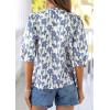 imagePRETTYGARDEN Womens 2026 Summer Floral Blouses Dressy Casual Half Sleeve V Neck Going Out Boho Tops Spring Fashion ClothingFloral White Blue