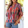 imagePRETTYGARDEN Womens 2026 Summer Floral Blouses Dressy Casual Half Sleeve V Neck Going Out Boho Tops Spring Fashion ClothingMulticolored