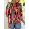imagePRETTYGARDEN Womens 2026 Summer Floral Blouses Dressy Casual Half Sleeve V Neck Going Out Boho Tops Spring Fashion ClothingMulticolored