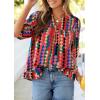 imagePRETTYGARDEN Womens 2026 Summer Floral Blouses Dressy Casual Half Sleeve V Neck Going Out Boho Tops Spring Fashion ClothingMulticolored