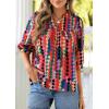 imagePRETTYGARDEN Womens 2026 Summer Floral Blouses Dressy Casual Half Sleeve V Neck Going Out Boho Tops Spring Fashion ClothingMulticolored