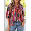 imagePRETTYGARDEN Womens 2026 Summer Floral Blouses Dressy Casual Half Sleeve V Neck Going Out Boho Tops Spring Fashion ClothingMulticolored