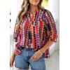 imagePRETTYGARDEN Womens 2026 Summer Floral Blouses Dressy Casual Half Sleeve V Neck Going Out Boho Tops Spring Fashion ClothingMulticolored