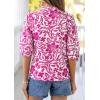 imagePRETTYGARDEN Womens 2026 Summer Floral Blouses Dressy Casual Half Sleeve V Neck Going Out Boho Tops Spring Fashion ClothingRose Red