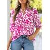 imagePRETTYGARDEN Womens 2026 Summer Floral Blouses Dressy Casual Half Sleeve V Neck Going Out Boho Tops Spring Fashion ClothingRose Red