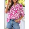 imagePRETTYGARDEN Womens 2026 Summer Floral Blouses Dressy Casual Half Sleeve V Neck Going Out Boho Tops Spring Fashion ClothingRose Red
