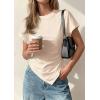imagePRETTYGARDEN Womens Asymmetrical Summer Tops 2026 Going Out Shirts Spring Y2K Short Sleeve Crew Neck Ruched Trendy ClothesBeige