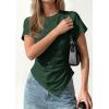 imagePRETTYGARDEN Womens Asymmetrical Summer Tops 2026 Going Out Shirts Spring Y2K Short Sleeve Crew Neck Ruched Trendy ClothesDark Green