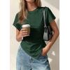 imagePRETTYGARDEN Womens Asymmetrical Summer Tops 2026 Going Out Shirts Spring Y2K Short Sleeve Crew Neck Ruched Trendy ClothesDark Green