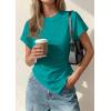 imagePRETTYGARDEN Womens Asymmetrical Summer Tops 2026 Going Out Shirts Spring Y2K Short Sleeve Crew Neck Ruched Trendy ClothesGreen