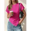 imagePRETTYGARDEN Womens Asymmetrical Summer Tops 2026 Going Out Shirts Spring Y2K Short Sleeve Crew Neck Ruched Trendy ClothesRose Red