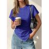 imagePRETTYGARDEN Womens Asymmetrical Summer Tops 2026 Going Out Shirts Spring Y2K Short Sleeve Crew Neck Ruched Trendy ClothesRoyal Blue