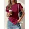 imagePRETTYGARDEN Womens Asymmetrical Summer Tops 2026 Going Out Shirts Spring Y2K Short Sleeve Crew Neck Ruched Trendy ClothesWine Red