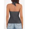 imagePRETTYGARDEN Womens Halter Top 2026 Spring Tie Wrap Sleeveless Ruched V Neck Fitted Summer Tops Backless Fashion Y2k ClothesGrey