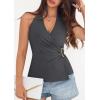 imagePRETTYGARDEN Womens Halter Top 2026 Spring Tie Wrap Sleeveless Ruched V Neck Fitted Summer Tops Backless Fashion Y2k ClothesGrey