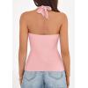 imagePRETTYGARDEN Womens Halter Top 2026 Spring Tie Wrap Sleeveless Ruched V Neck Fitted Summer Tops Backless Fashion Y2k ClothesPink