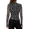 imagePRETTYGARDEN Womens Long Sleeve Going Out Tops 2026 Spring Y2K Clothes Mesh Floral Fitted Shirts Date Night Outfit01 Dot Black White