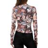 imagePRETTYGARDEN Womens Long Sleeve Going Out Tops 2026 Spring Y2K Clothes Mesh Floral Fitted Shirts Date Night OutfitFloral Black Blue