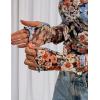 imagePRETTYGARDEN Womens Long Sleeve Going Out Tops 2026 Spring Y2K Clothes Mesh Floral Fitted Shirts Date Night OutfitFloral Black Orange