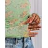 imagePRETTYGARDEN Womens Long Sleeve Going Out Tops 2026 Spring Y2K Clothes Mesh Floral Fitted Shirts Date Night OutfitFloral Green